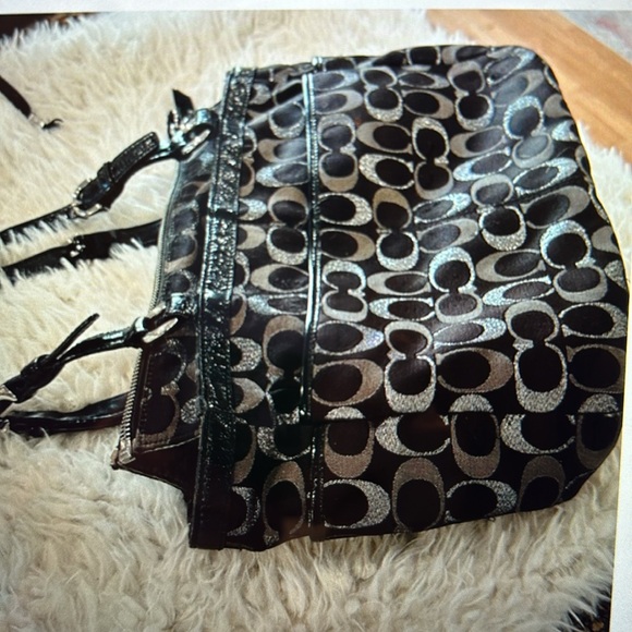 Coach SASSY Gallery Signature 3 Color Lurex Black Metallic Tote Bag - Picture 5 of 16